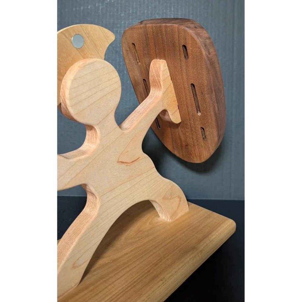 Missing Digit Wood Shop Natural Wood Spartan Warrior Knife‎ Block